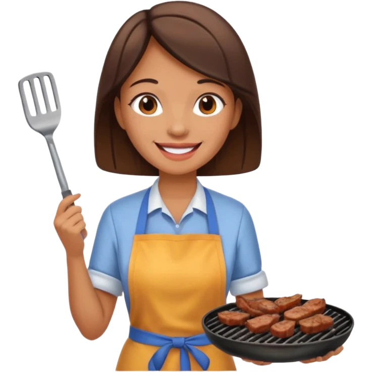 mujer haciendo asado emoji