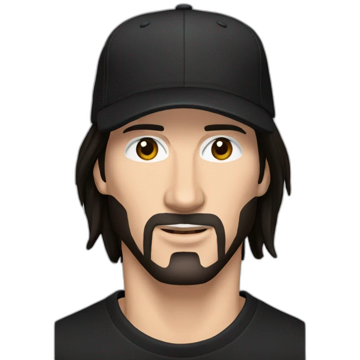 clean shaved keanu reeves with a black addidas cap emoji