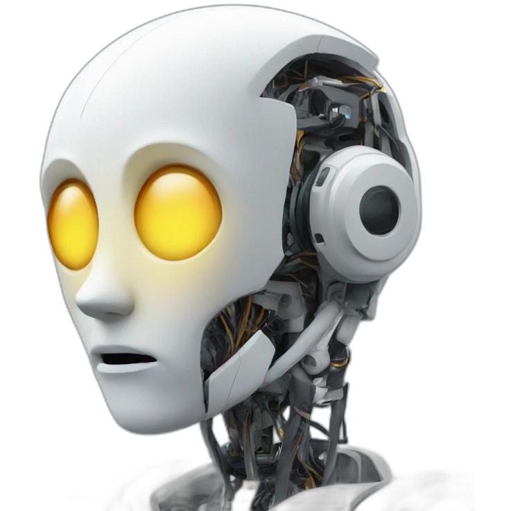 the humanoid robot's head is sad emoji