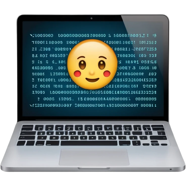 computer laptop showing programming code emoji