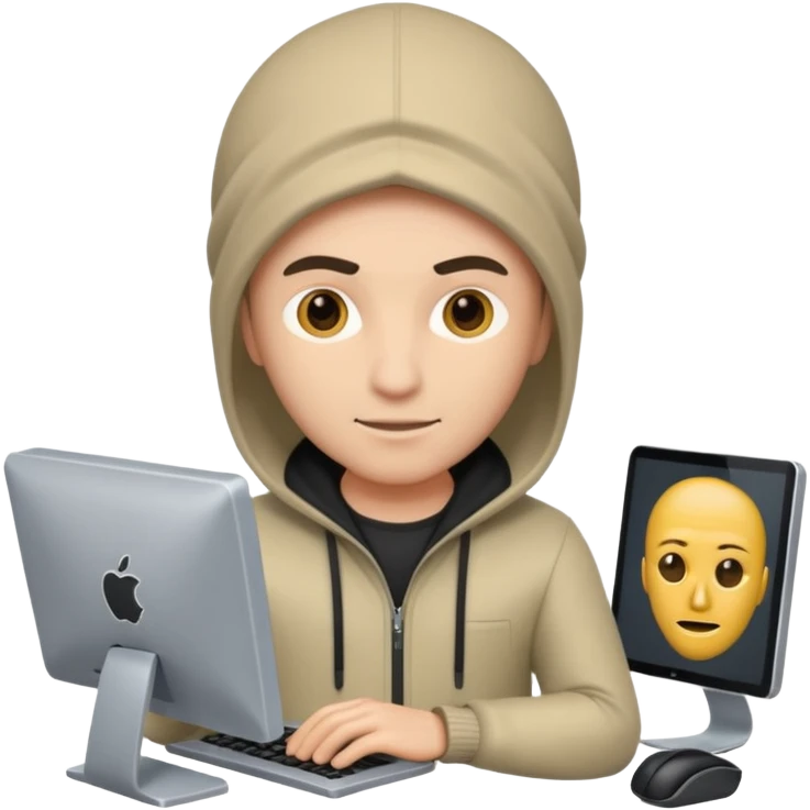 a 3d hacker with computer emoji