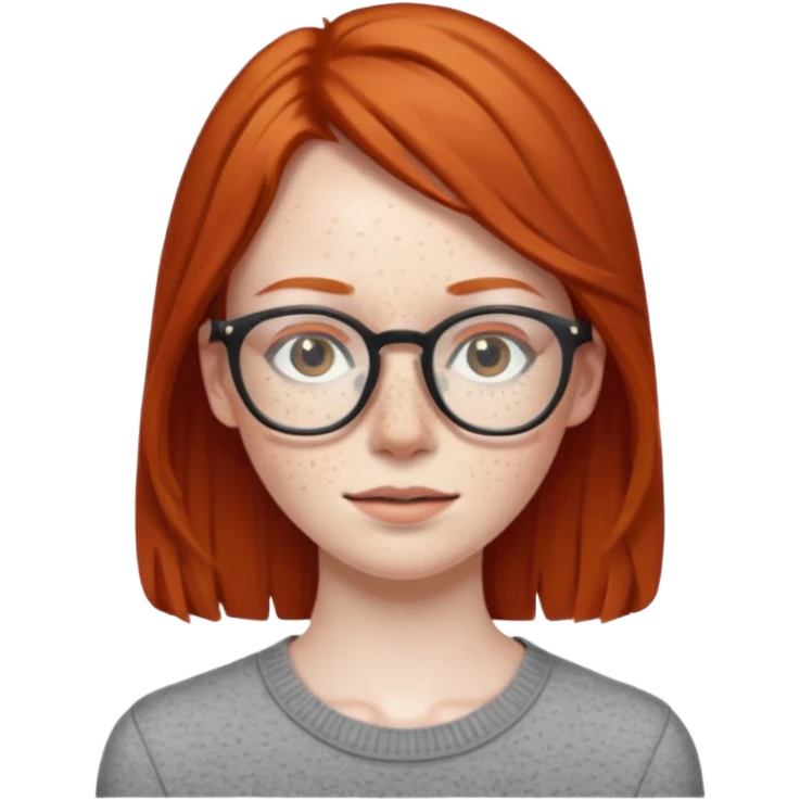 Skinny red head with glasse emoji