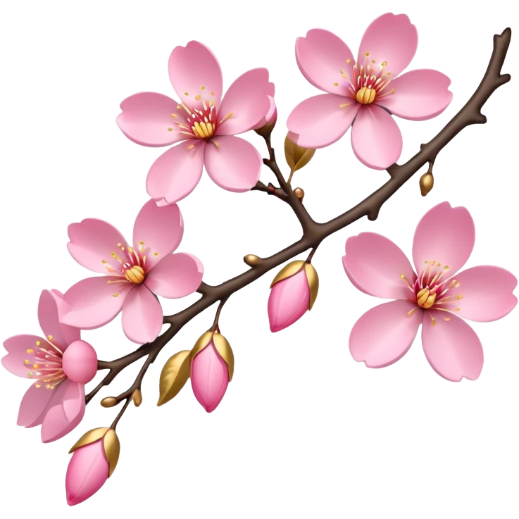 sakura branch with a gold outline emoji