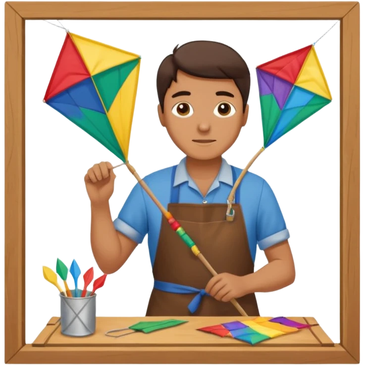 Kite Maker, making a kite pose. emoji