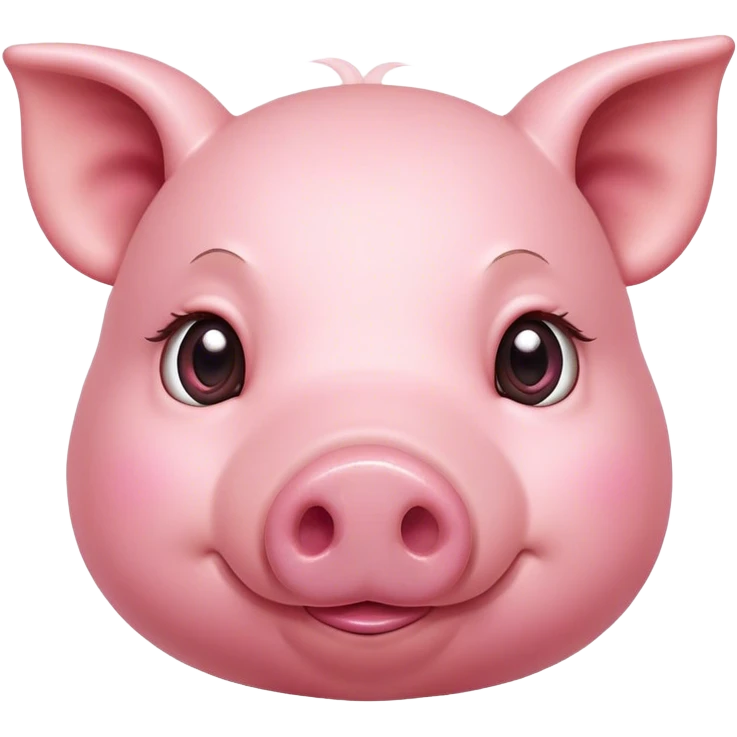 Cinematic Cute Pig Portrait Emoji, Head tilted playfully and inquisitively, featuring a glossy rosy-pink hide with a cute snout and a subtle natural sheen, round, sparkling beady eyes filled with curiosity, Simplified yet irresistibly adorable features, highly detailed, glowing with a warm, friendly glow, high shine, affectionate and lively, stylized with a touch of farmyard whimsy, bright and endearing, soft glowing outline, capturing the essence of a mischievous yet loving pig, so playful it feels like it could oink out of the screen and into your arms! emoji