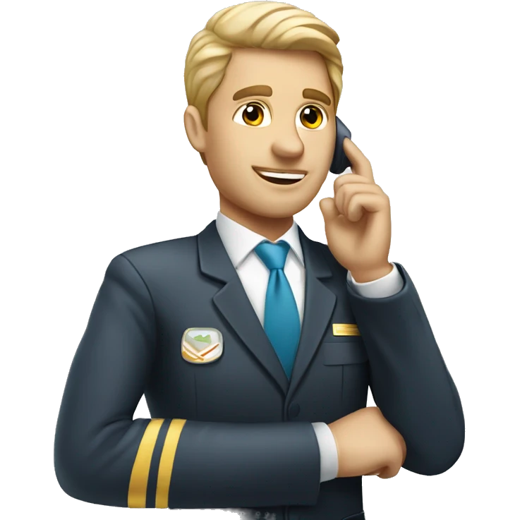 white flight attendant man doing call me hand emoji