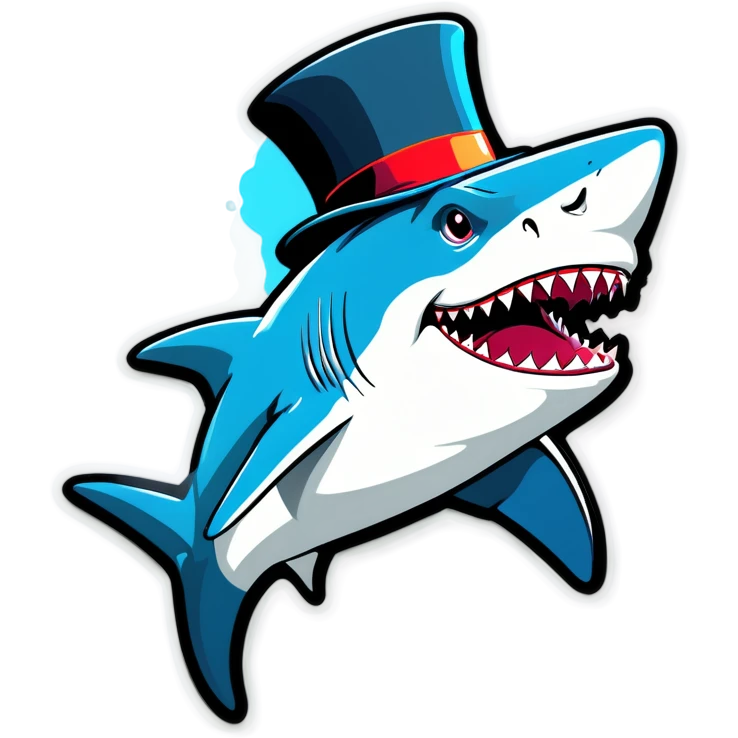 Shark with a top hat emoji