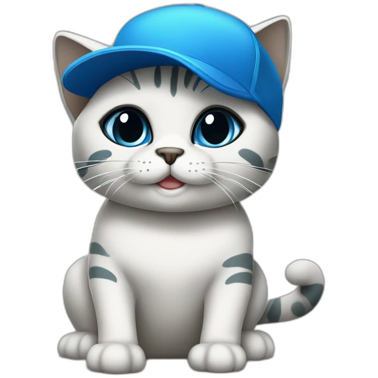 blue kawaï comics styled cat wearing a trucker cap emoji
