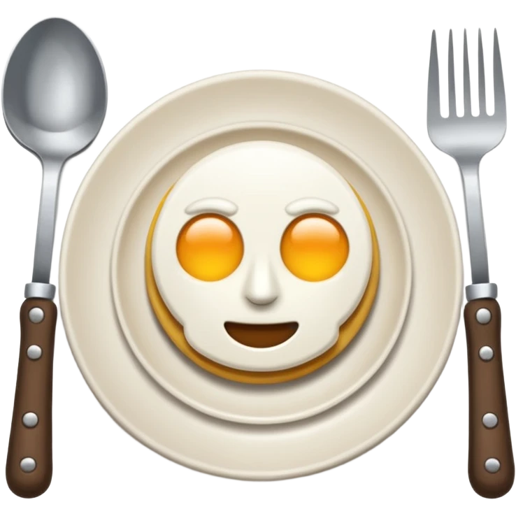 plato y cubiertos en una mesa emoji