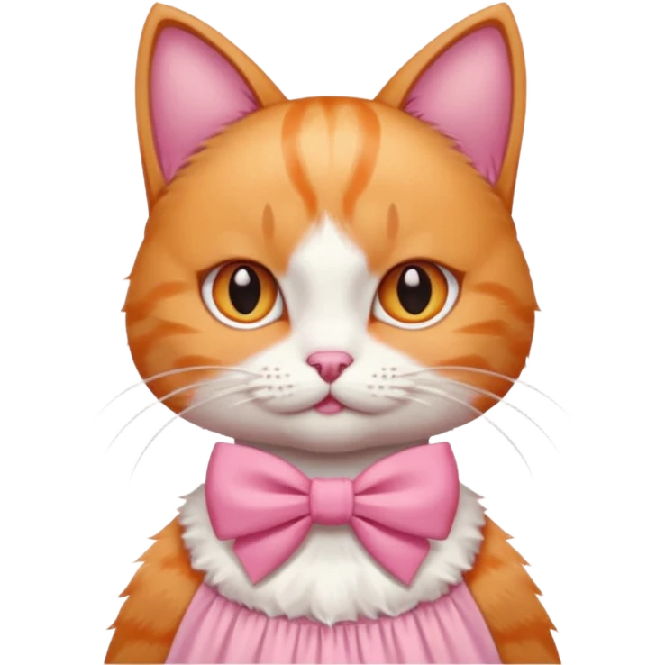 ی کاغذ دست گربه ای که پاپیون صورتی رو سرشه و لباس صورتی تنشه و گربه نارنجی سفید باشه emoji