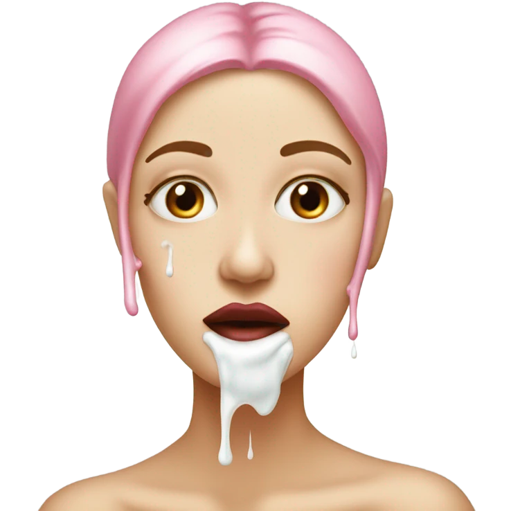 Lipstick Face covered in milk liquid emoji