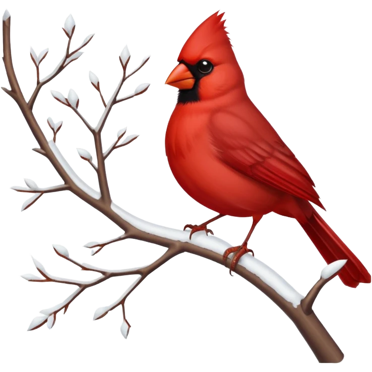 cardinal on snowy branch emoji