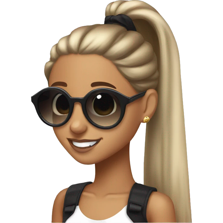 Ariana Grande with ponytail and sunglasses  emoji