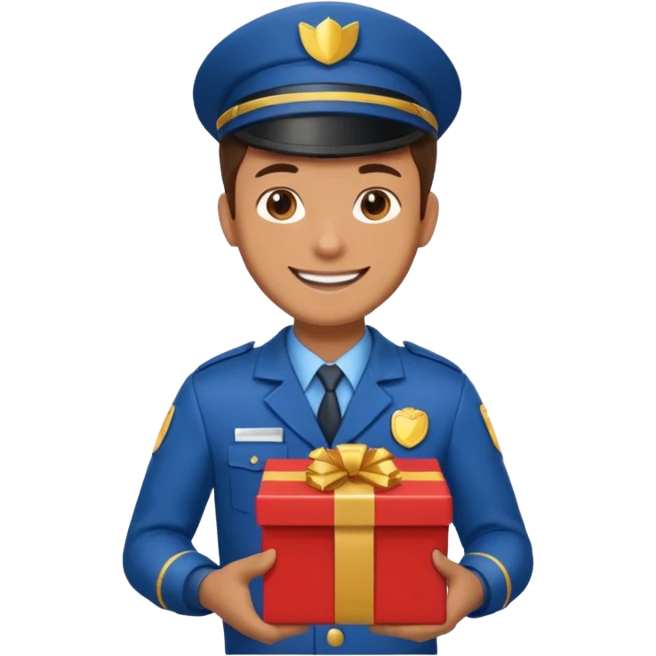 man courier holding gift box emoji