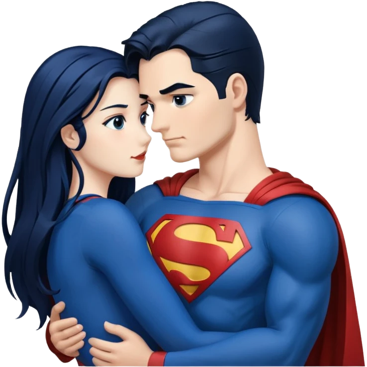 {{{{{intimate}}}}}moment between lovers, {{long}} dark blue hair, superman emoji