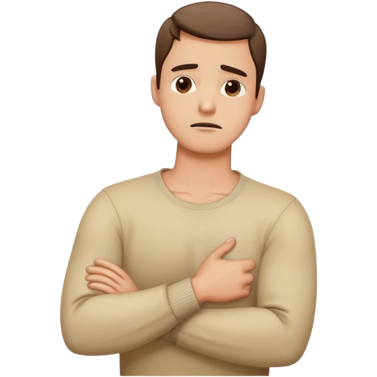 Arms crossed holding neck stress guy emoji