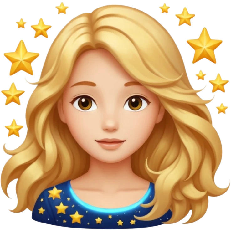glowing stars and girl beauty emoji