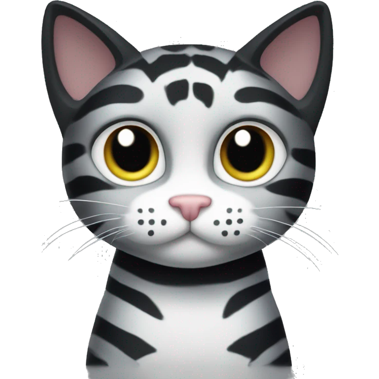 black cat with grey tiger stripe pattern and white chest / paws emoji