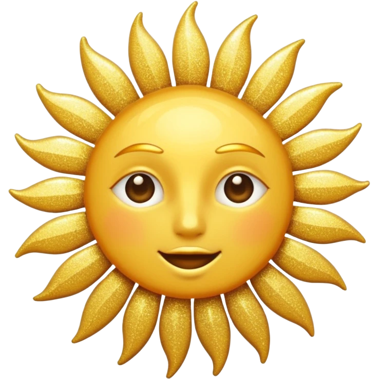 sun in 2d golden glitter in colour emoji