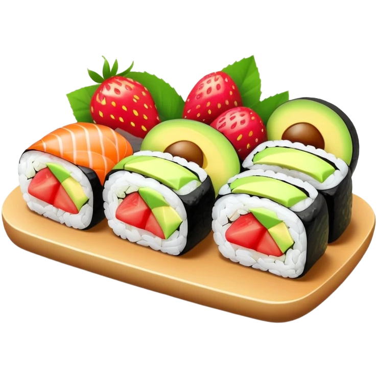 Sushi with avocado and strawberry emoji