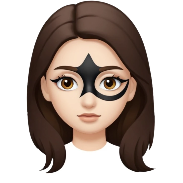 Eye black and big, eyelashes long, eyebrows black, skin white, and so beautiful hair long and brown skin tone white,hair brown and long and some brown emoji