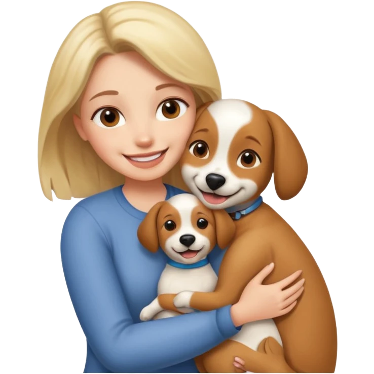 Woman hugging dog emoji