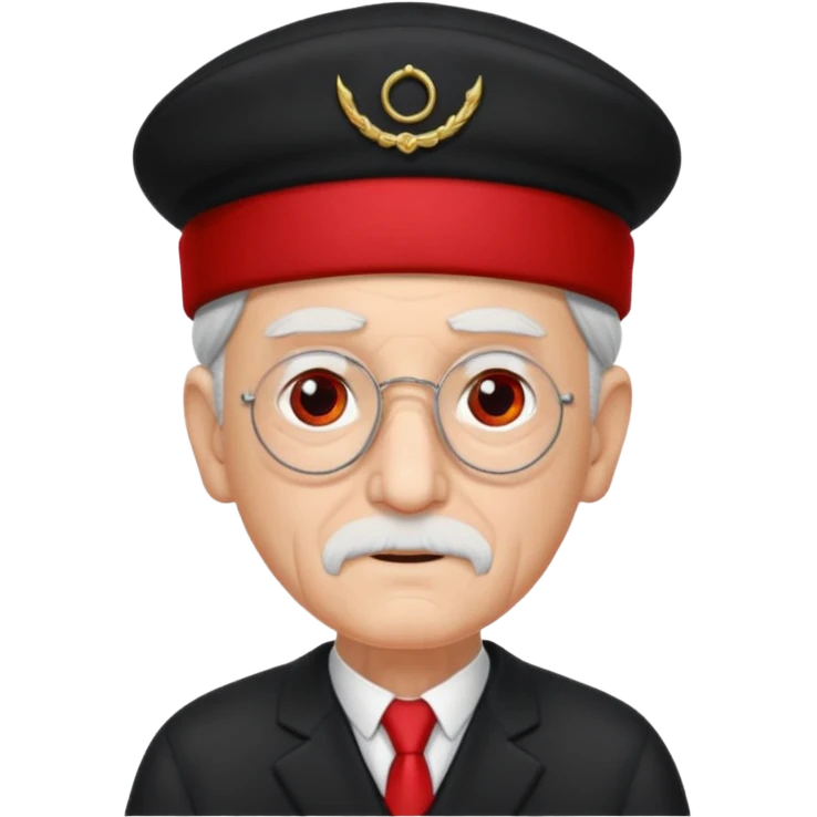 black suited old man with red fes hat and eye pach emoji