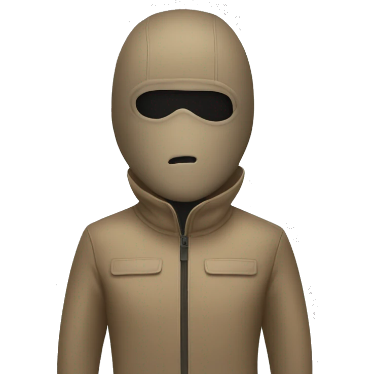a guy with a light brown suit and a balaclava with "N." written on it emoji
