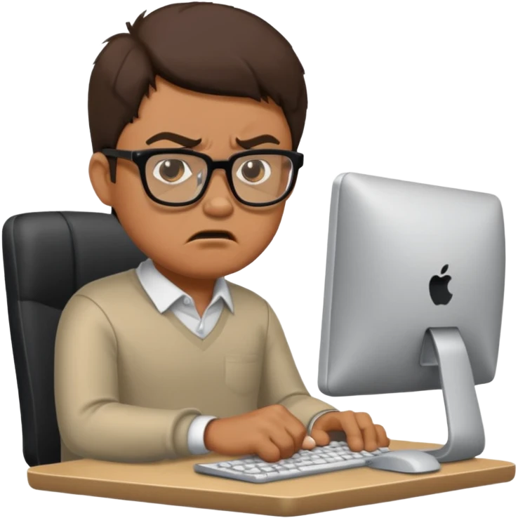 The man at the computer is angry emoji