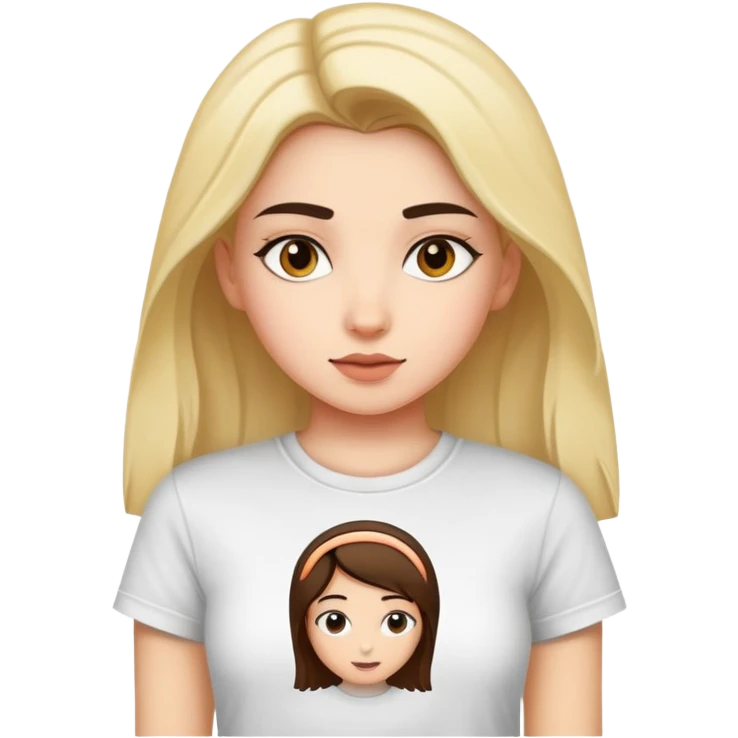 A girl wearing a tee with hiba on it emoji