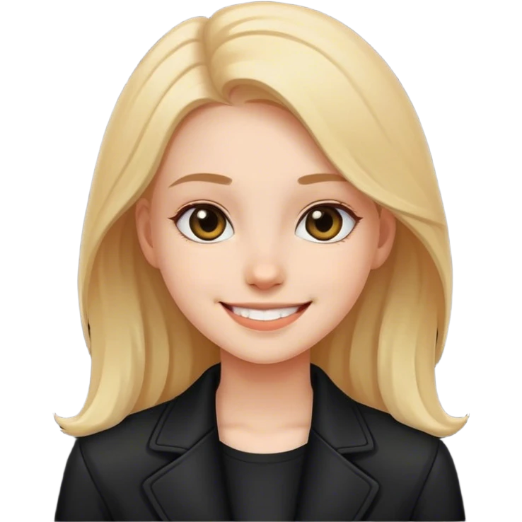 smiling girl in black jacket emoji