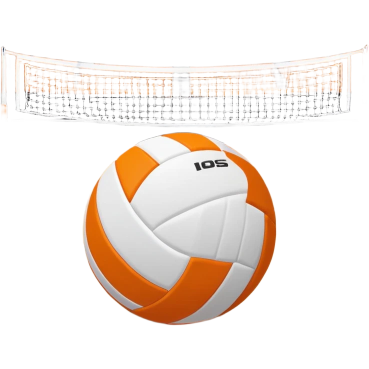 The background shows the stands filled with spectators, creating an energetic atmosphere of a volleyball match, with attention to detail on the equipment and the surrounding environment. A close-up of a volleyball on the court, with the net in focus and the court markings visible.  emoji