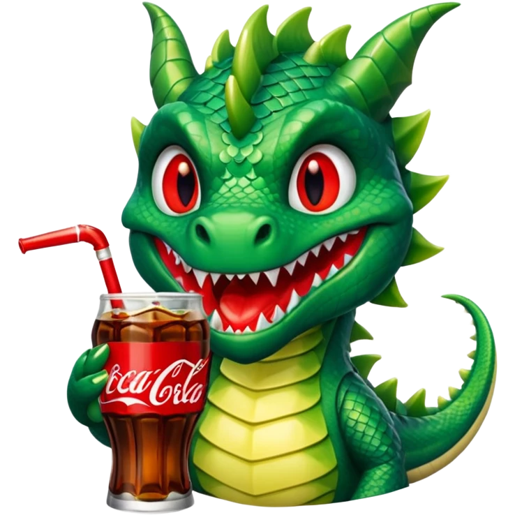 Un dragon tomando coca emoji