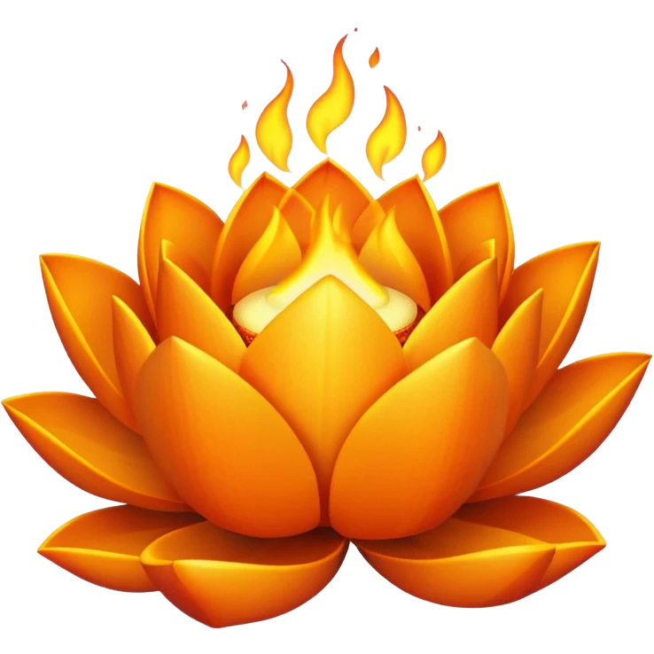 Add a fire to the lotus to turn it into a burning lotus emoji. emoji