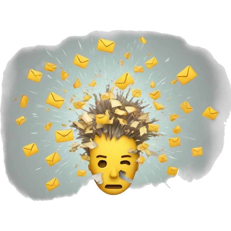 head exploding with emails emoji