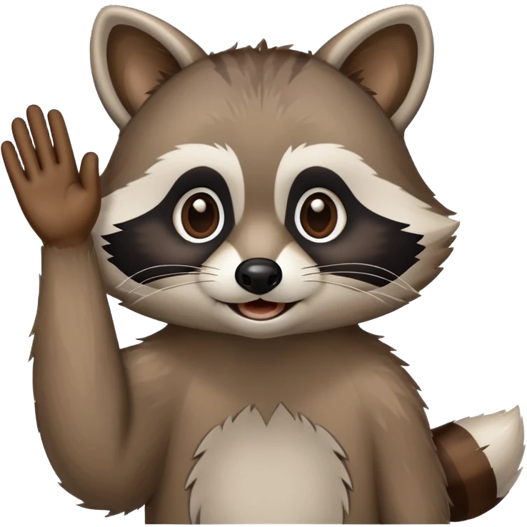 raccoon waving hello emoji