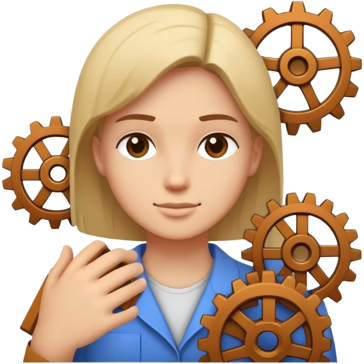 A human figure assembling blocks or gears around themselves, symbolizing personal growth and practical skills. emoji