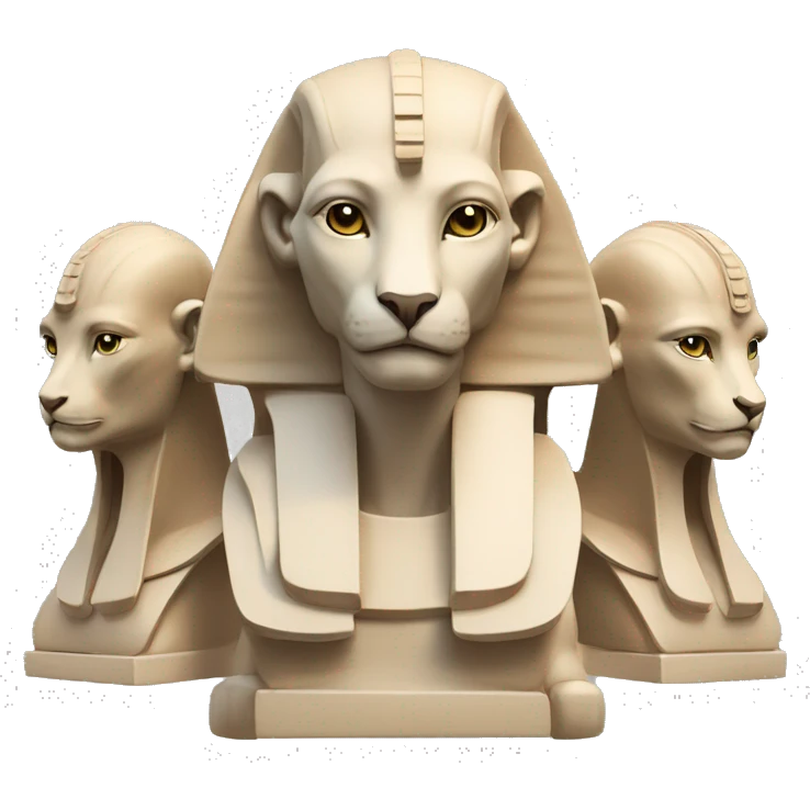 Collaborative Sphinx: A Sphinx with multiple heads, each looking at a different screen or piece of paper, symbolizing teamwork and collaborative coding projects. emoji