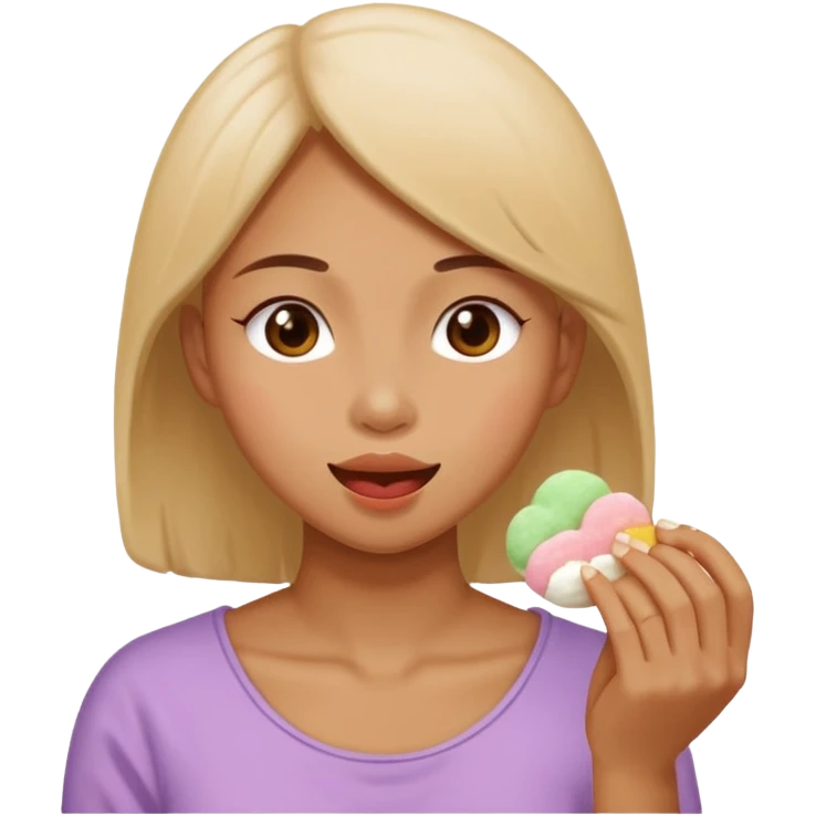 woman eating mochi emoji