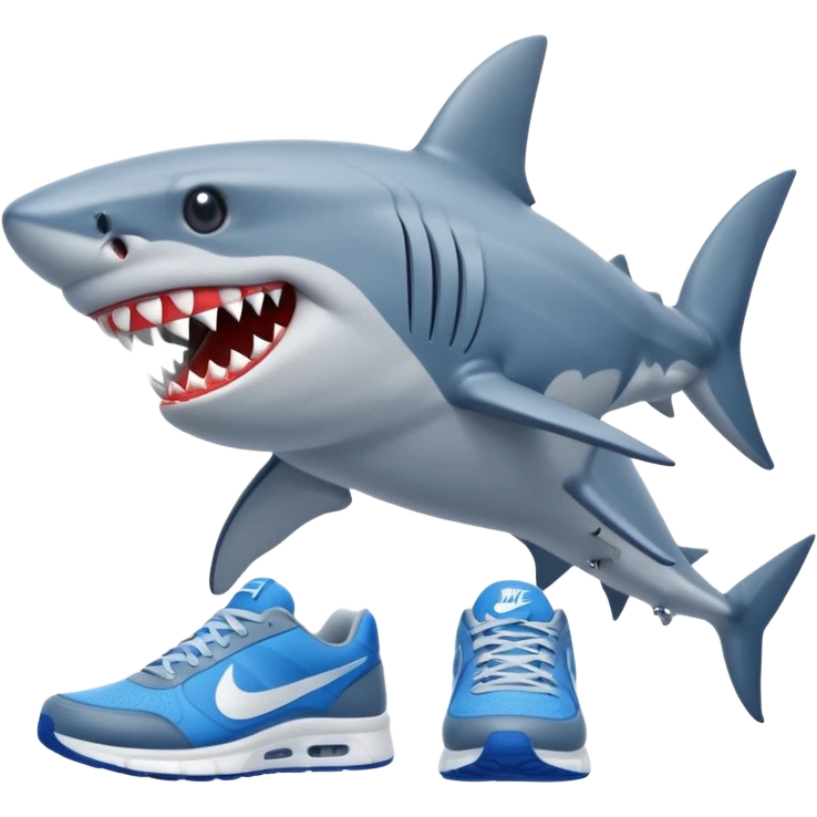Shark with 3 legs wearing blue Nike sneakers emoji