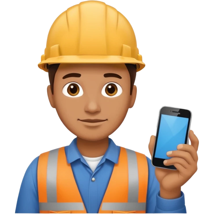 blue collar worker with smartphone emoji