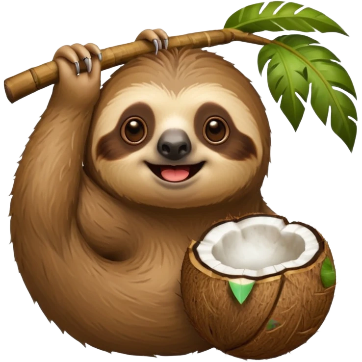 Сделай эмоджи ленивца, который пьет напиток из кокоса    emoji