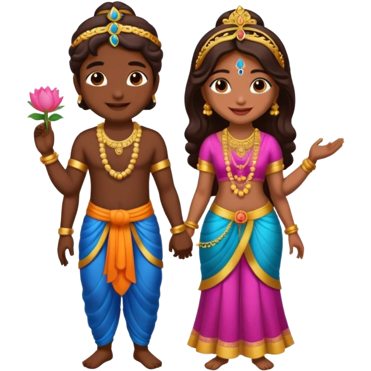 Krishna and Radha cute standing together  emoji