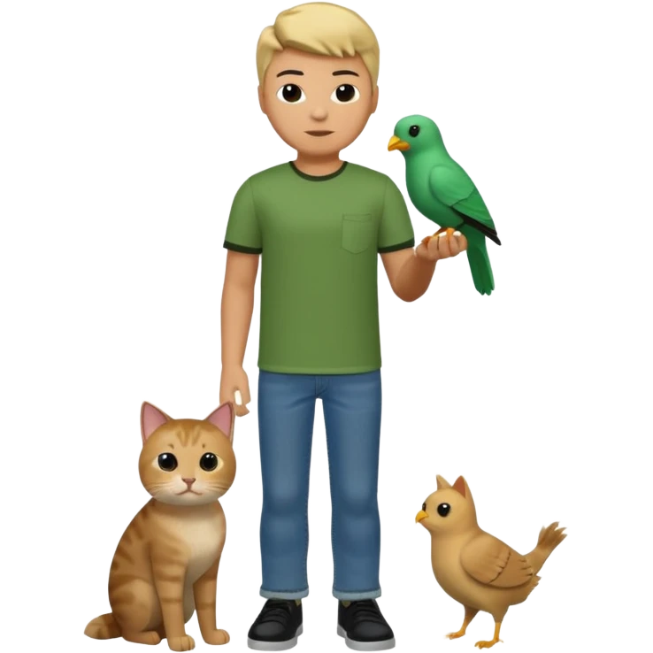 a roblox noob with a pet cat bird emoji