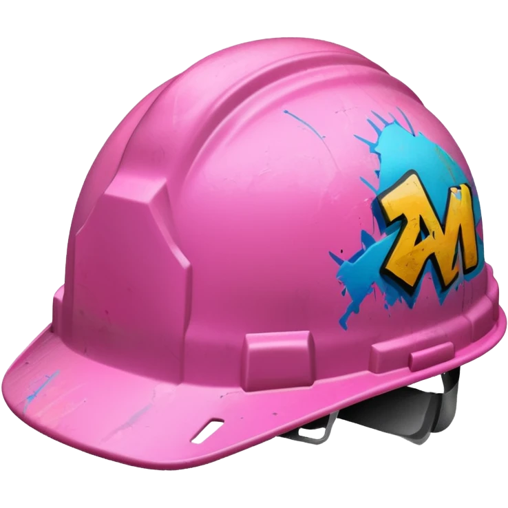 pink hard hat with graffity emoji