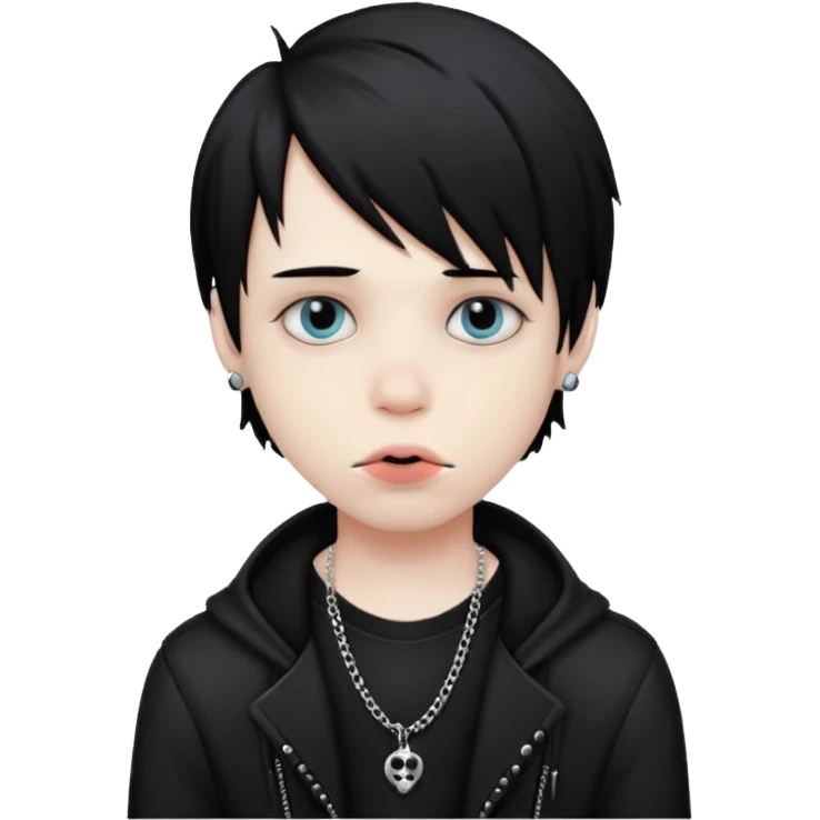 emo boy with lip piercing in emoji