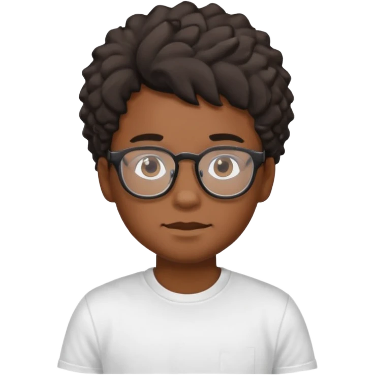 a black boy with a ondulado hair and a white t shirt and lentes  emoji