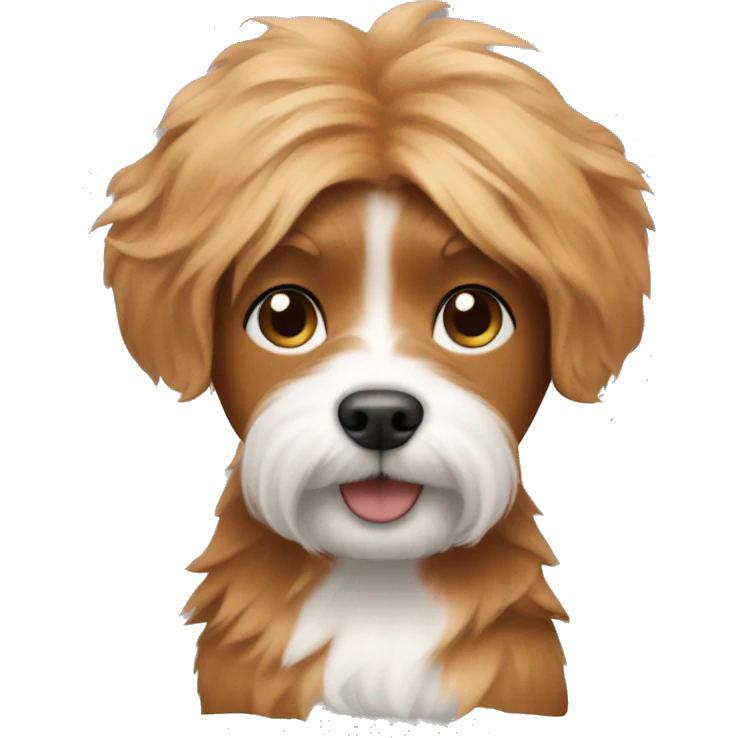 ginger male person with a coton de tulear emoji