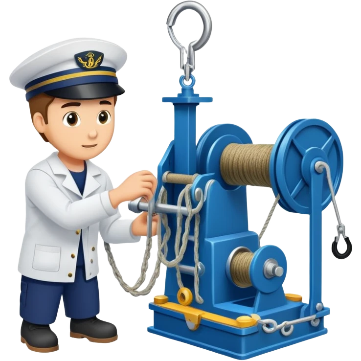 Sequential process of sailor operating winch, retrieving sediment core, and scientists examining ocean floor samples in lab emoji