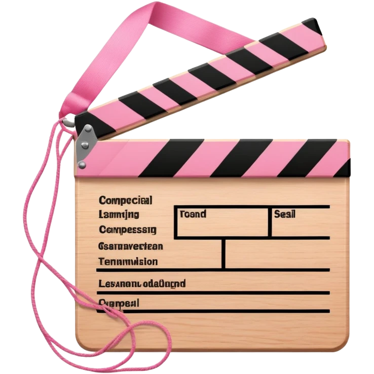 Engraved clapperboard on a pink medal with string  emoji